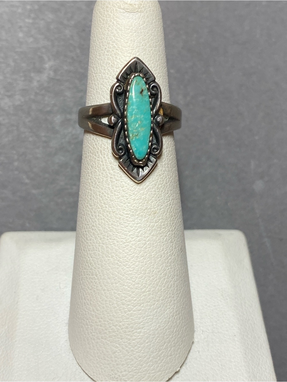 Vintage sterling silver blue turquoise ring size 5